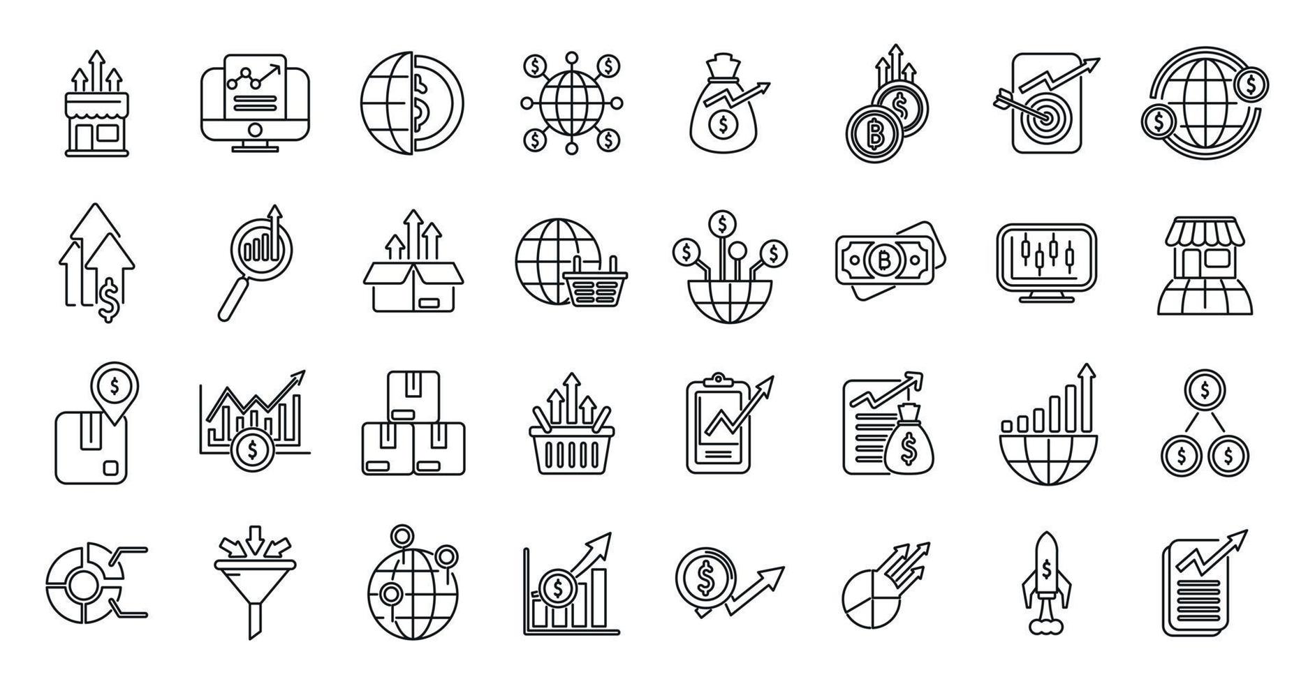 Emerging market icons set outline vector. Payment chart vector