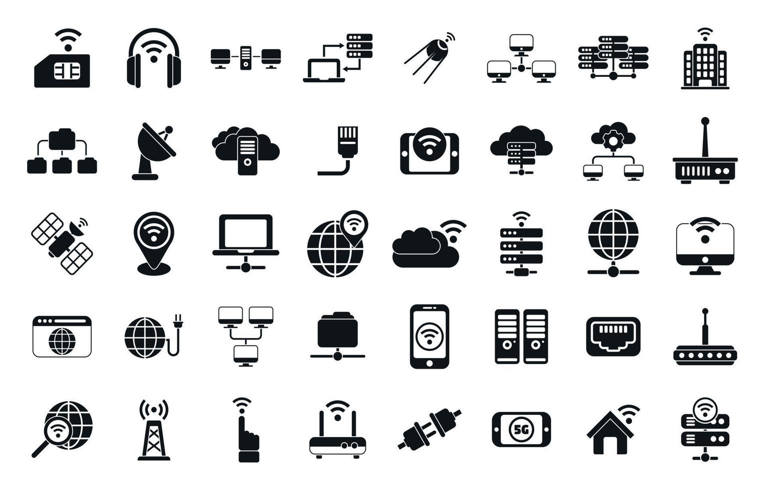 Internet provider icons set simple vector. Host service vector