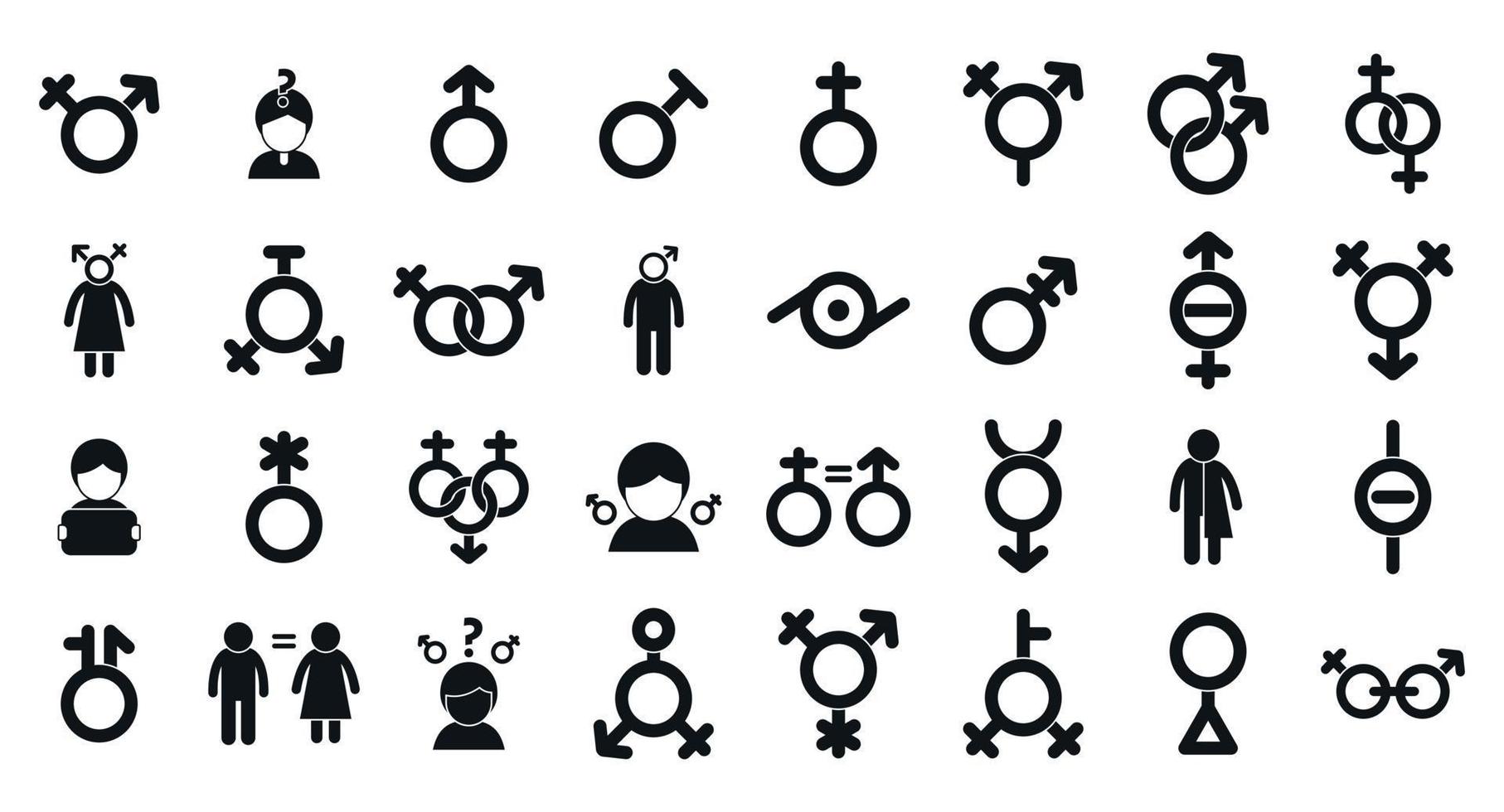 Gender identity icons set simple vector. Sex couple vector