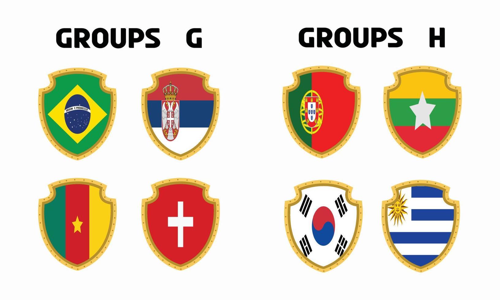 calendario de partidos de la tabla gh de grupos del campeonato mundial de fútbol vector