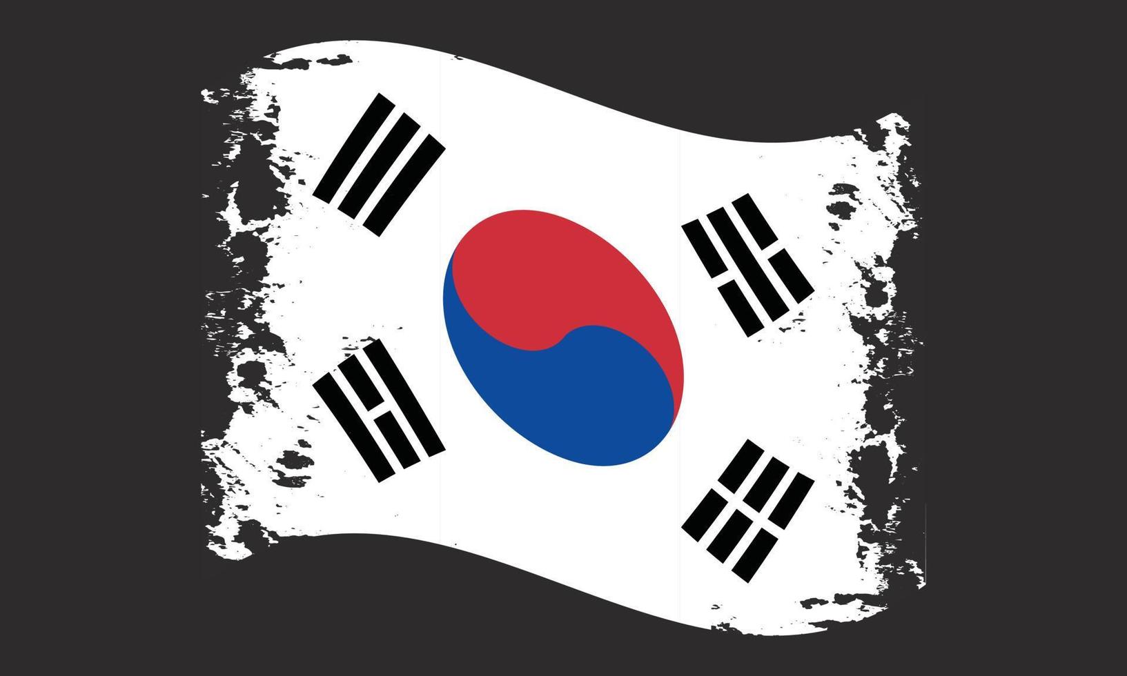 South Korea wavy grunge Brush Flag Design vector