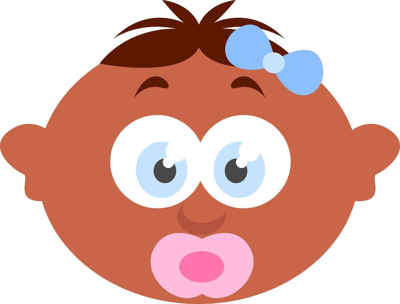 Bright blue eyed baby with pink pacifier, illustration, on a white background. vector