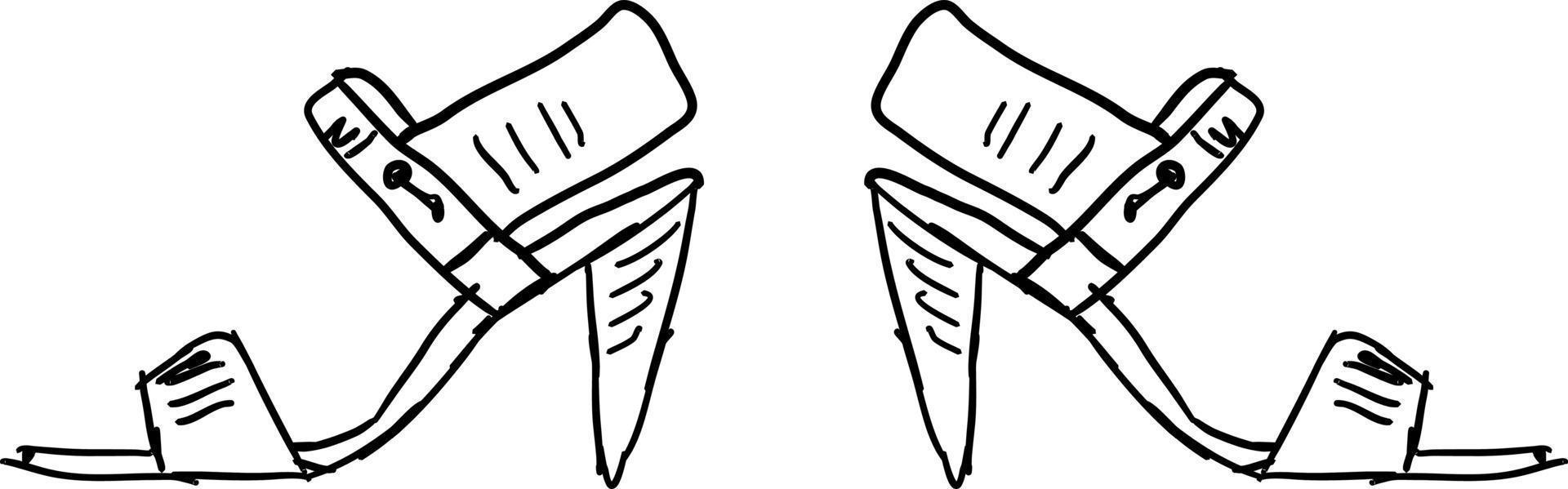Cone heel sketch, illustration, vector on white background.