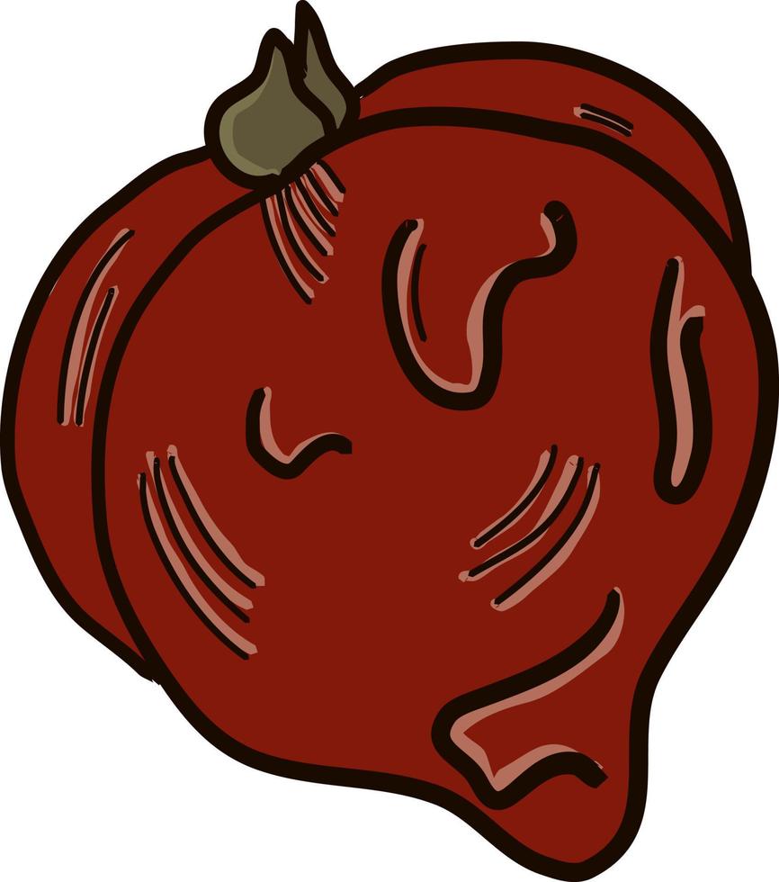 Small rotten tomato, illustration, vector on white background.