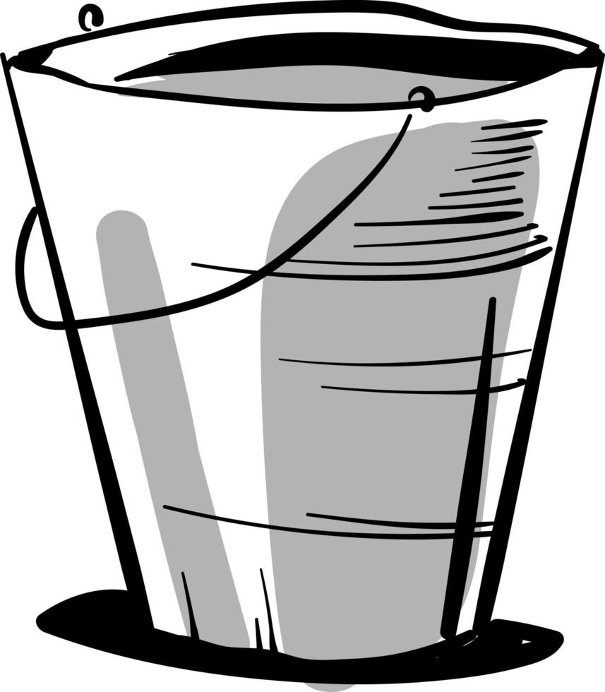 Grey bucket, illustration, vector on white background.
