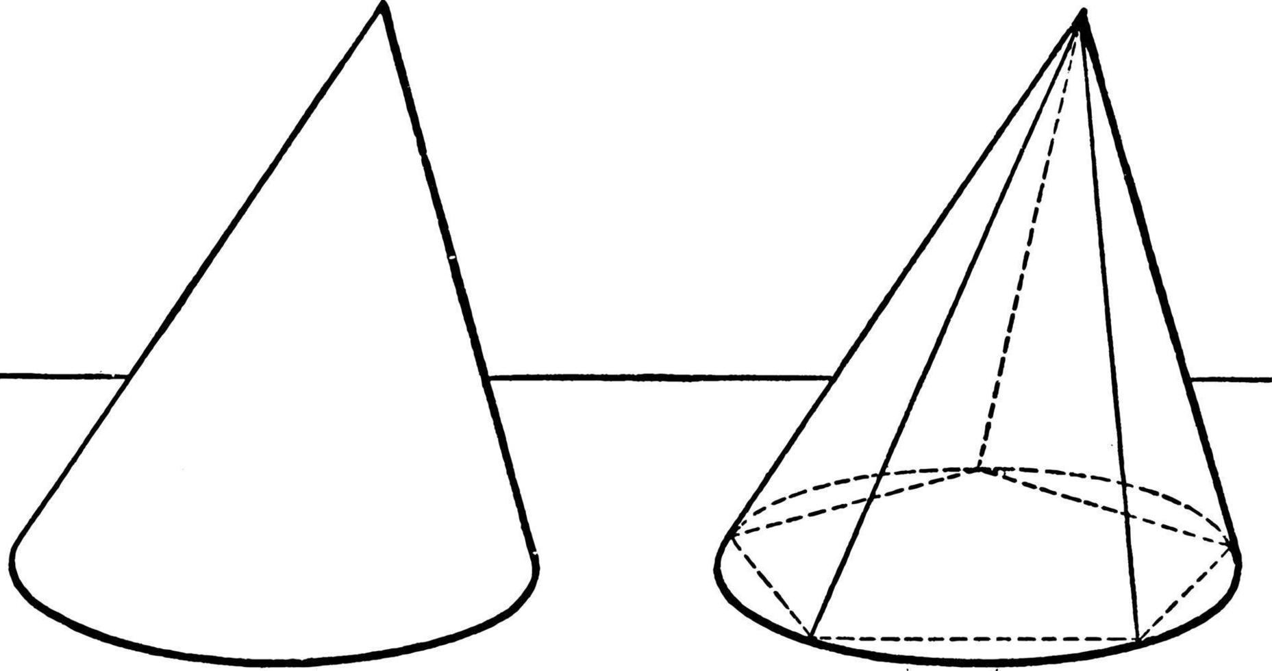 ilustración vintage de forma matemática de cono vector