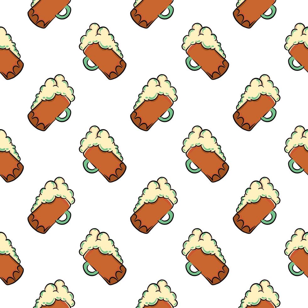 Pint of beer ,seamless pattern on white background. vector