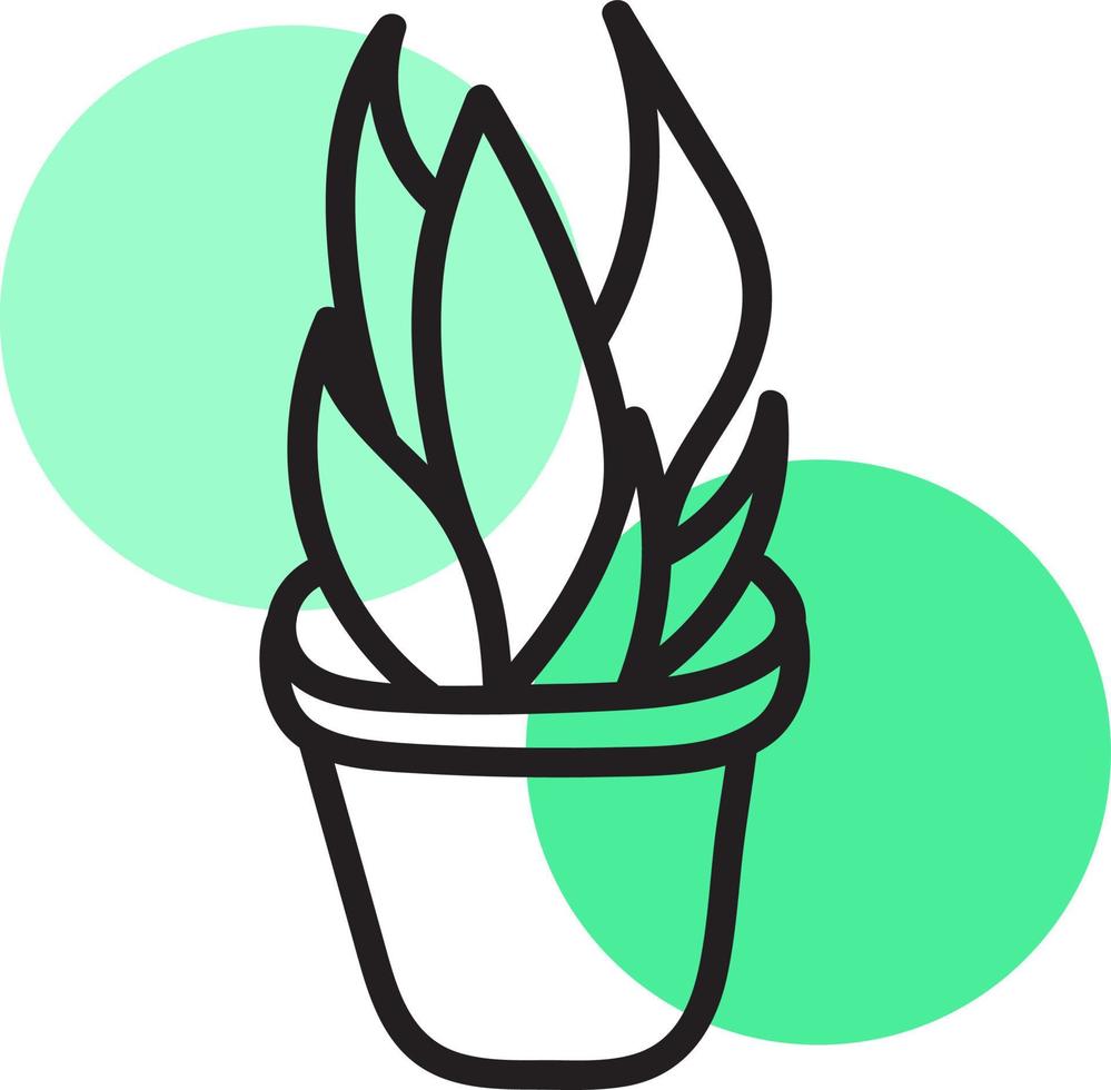 Houseplant in a pot, illustration, vector on white background.