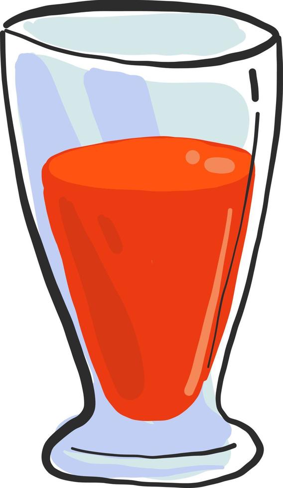 Strawberry juice in glass, illustration, vector on white background