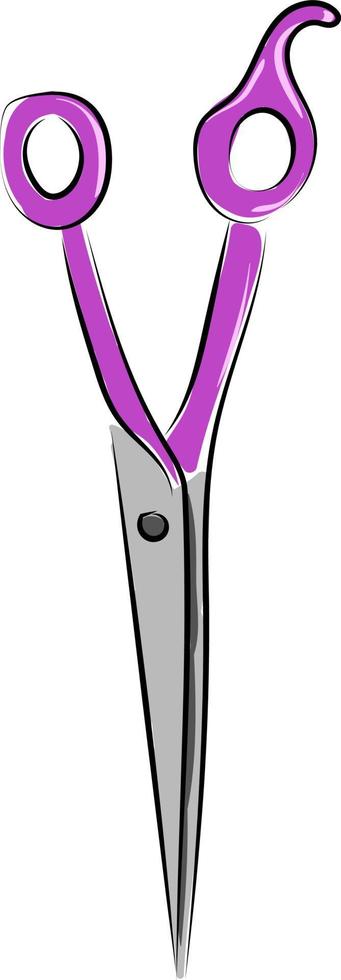 Pink scissors, illustration, vector on white background.