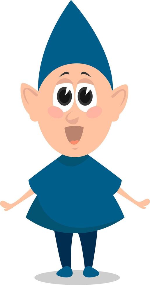 Elf in blue, illustration, vector on white background
