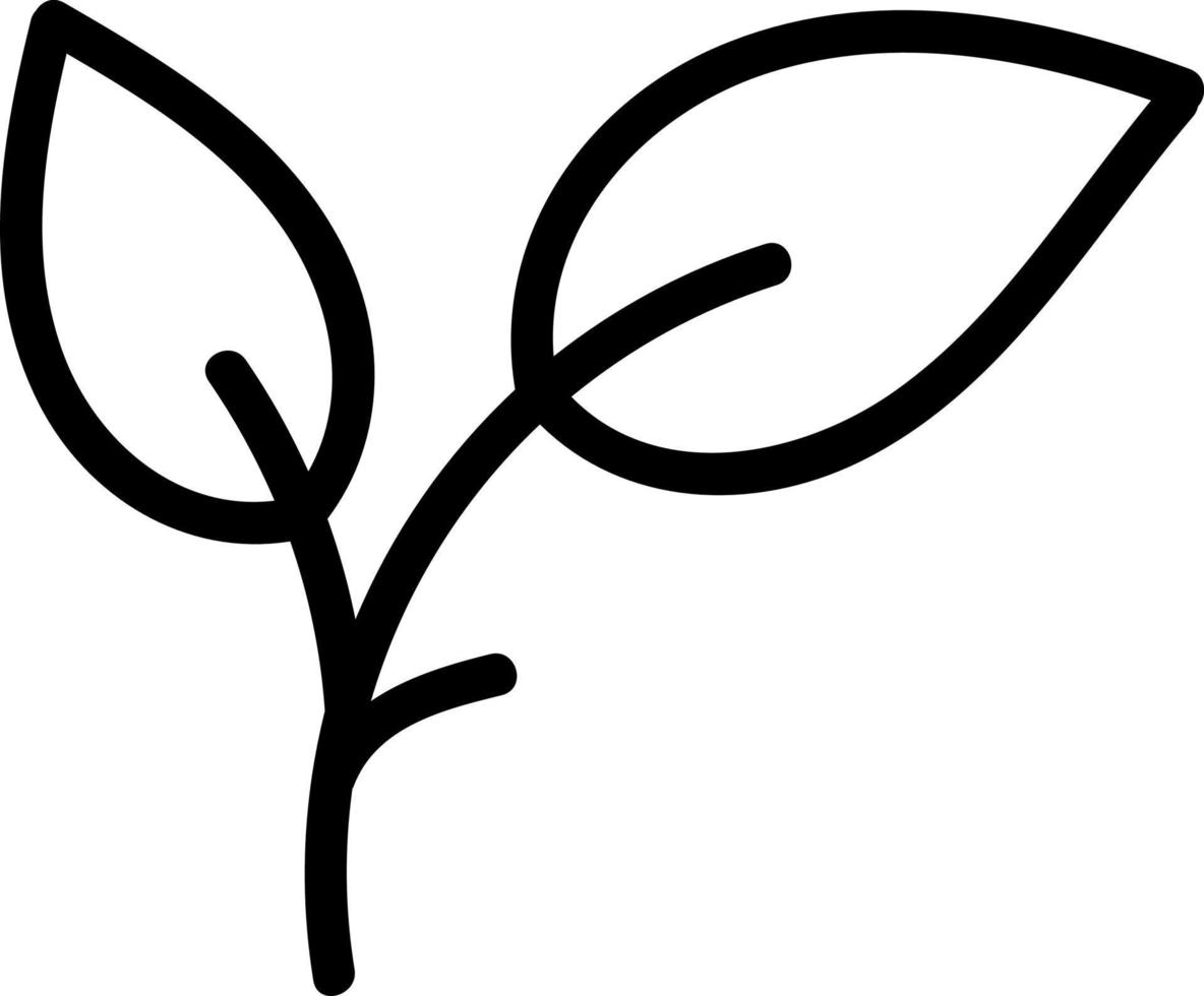 dos pequeñas hojas en una rama negra, ilustración, vector sobre fondo blanco.