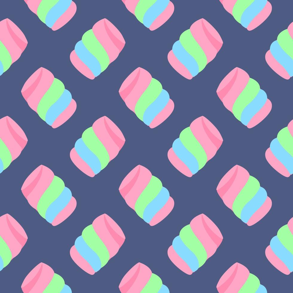 Colorful marsmallow ,seamless pattern on blue background. vector
