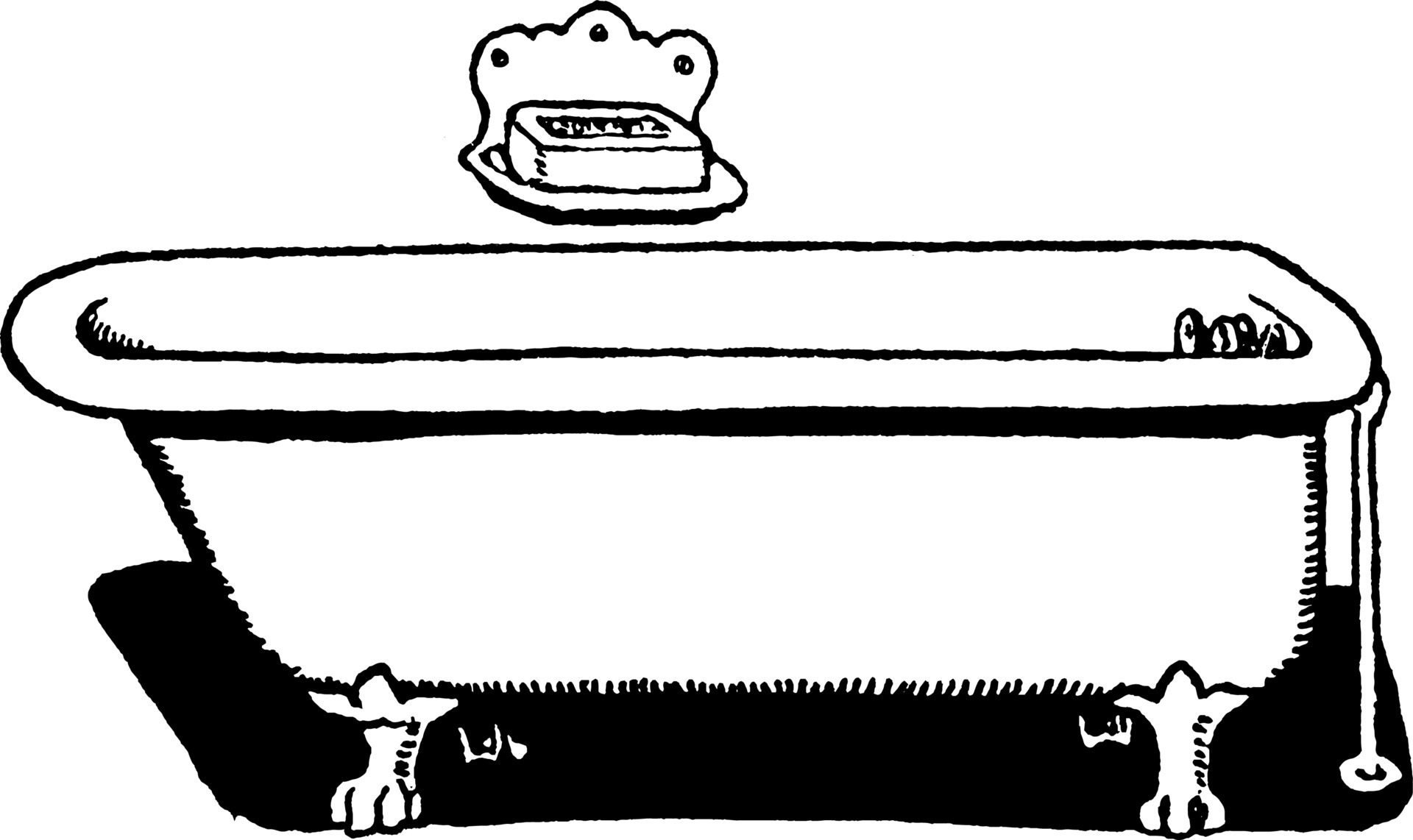 Porcelain Claw Foot Bathtub, vintage illustration. 13710594 Vector Art