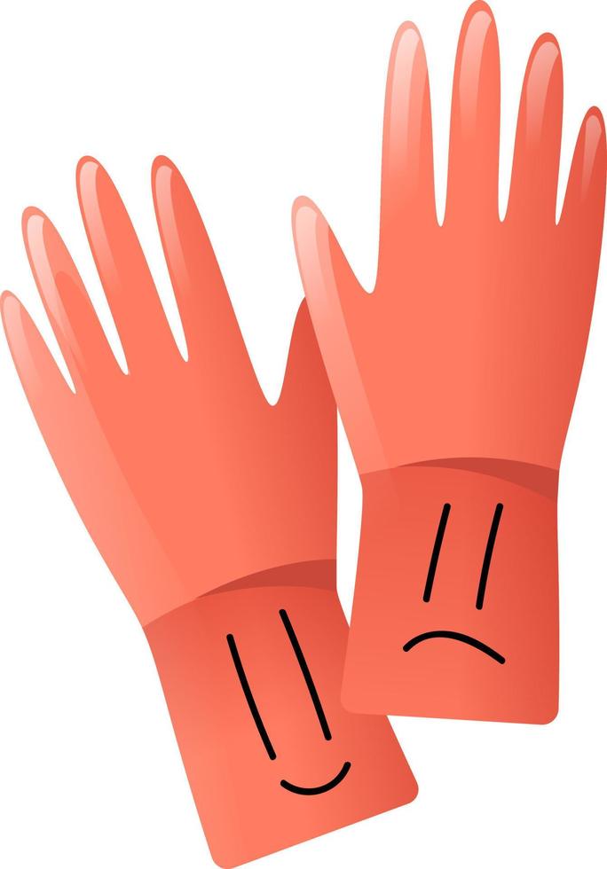 Red cleaning gloves, illustration, vector on white background.
