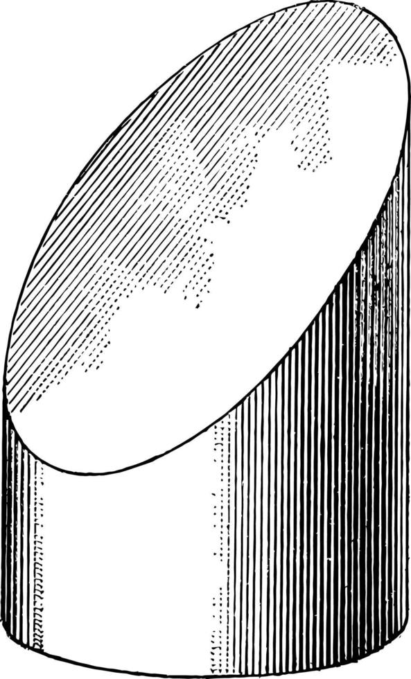 ilustración vintage del cilindro de intersección del plano. vector
