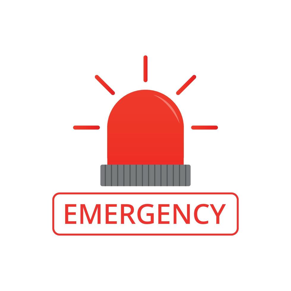 Emergency word concept with red siren illustration. vector