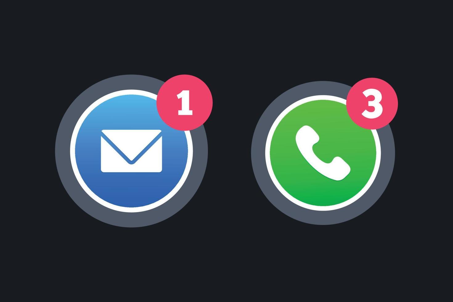 mensaje y llamada con diseño de icono de notificación. vector