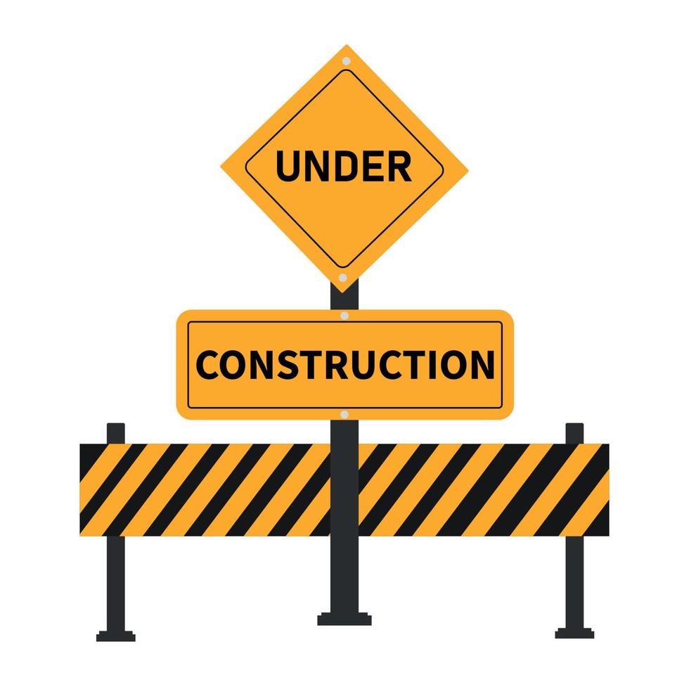 Flat under construction sign vector illustration.