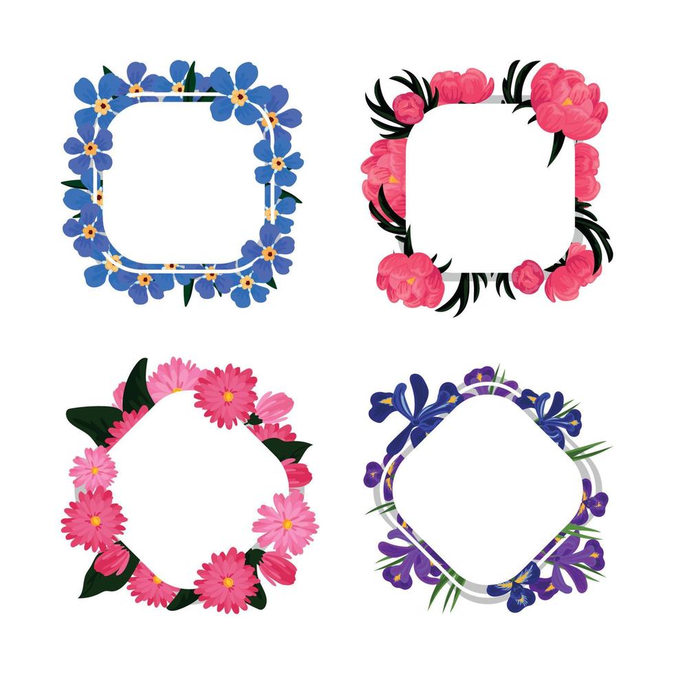 conjunto de marcos florales vector