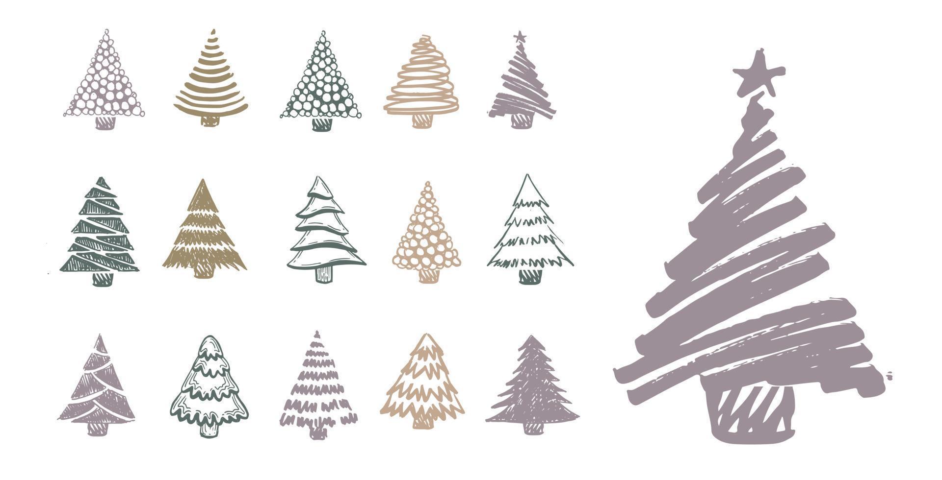 Christmas tree hand drawn illustrations. Vector. vector