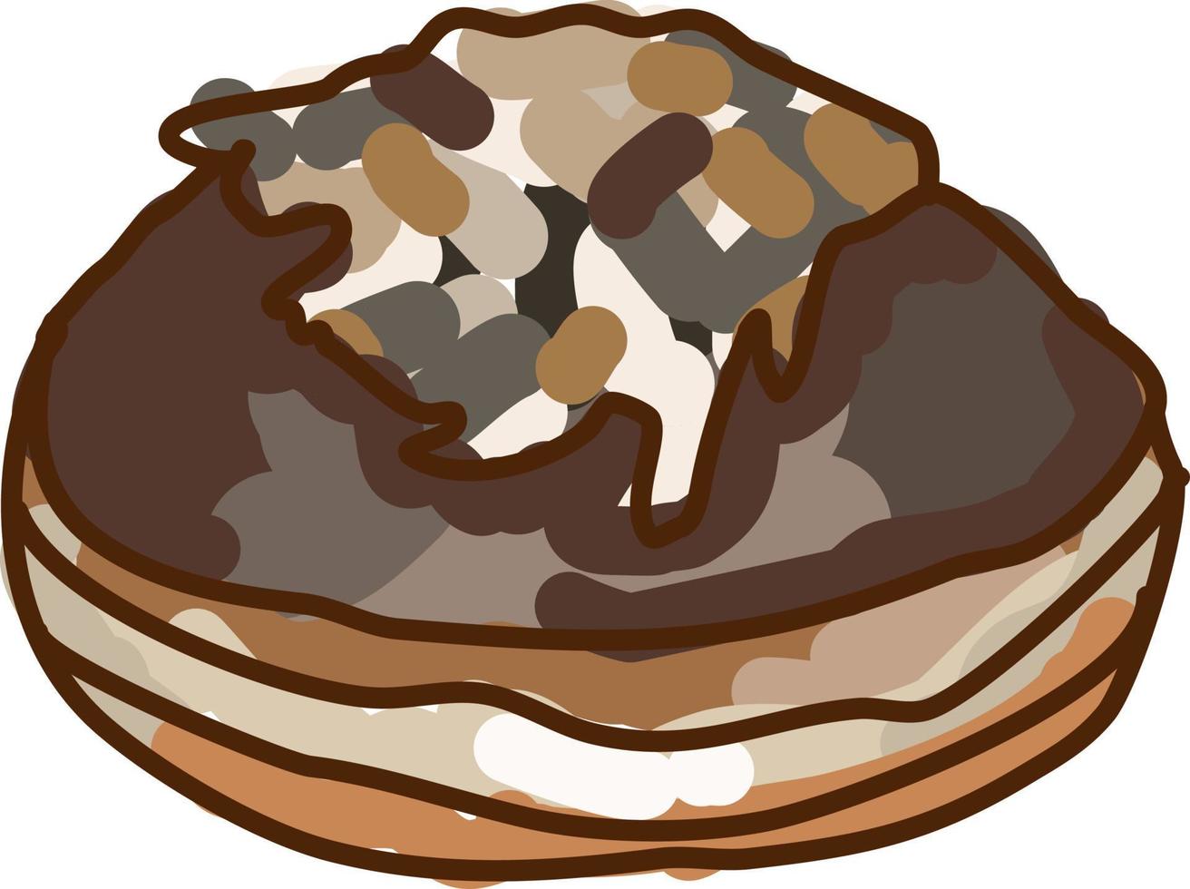 Chocolate donut, illustration, vector on white background.