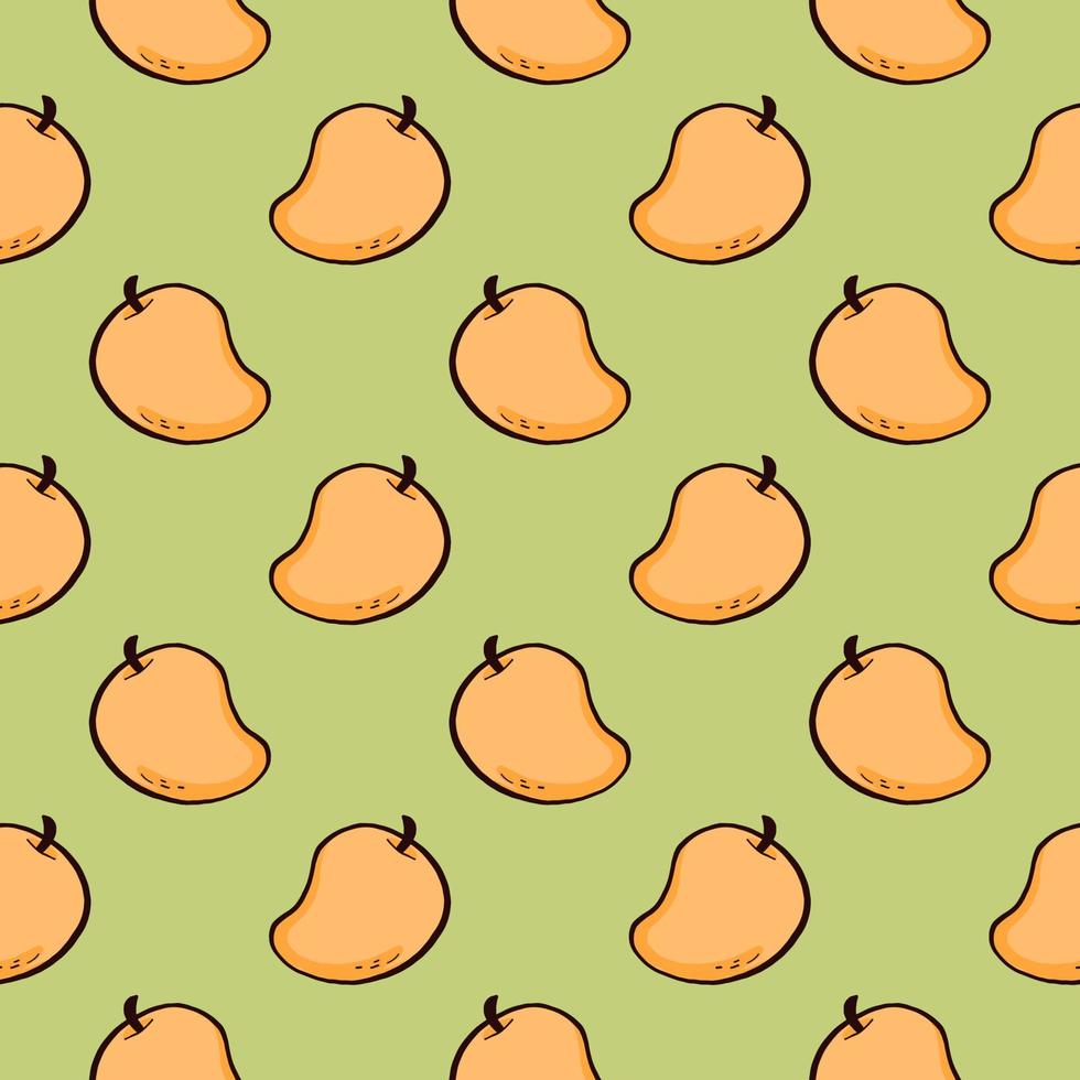 Sweet yellow mango , seamless pattern on a yellow background. vector