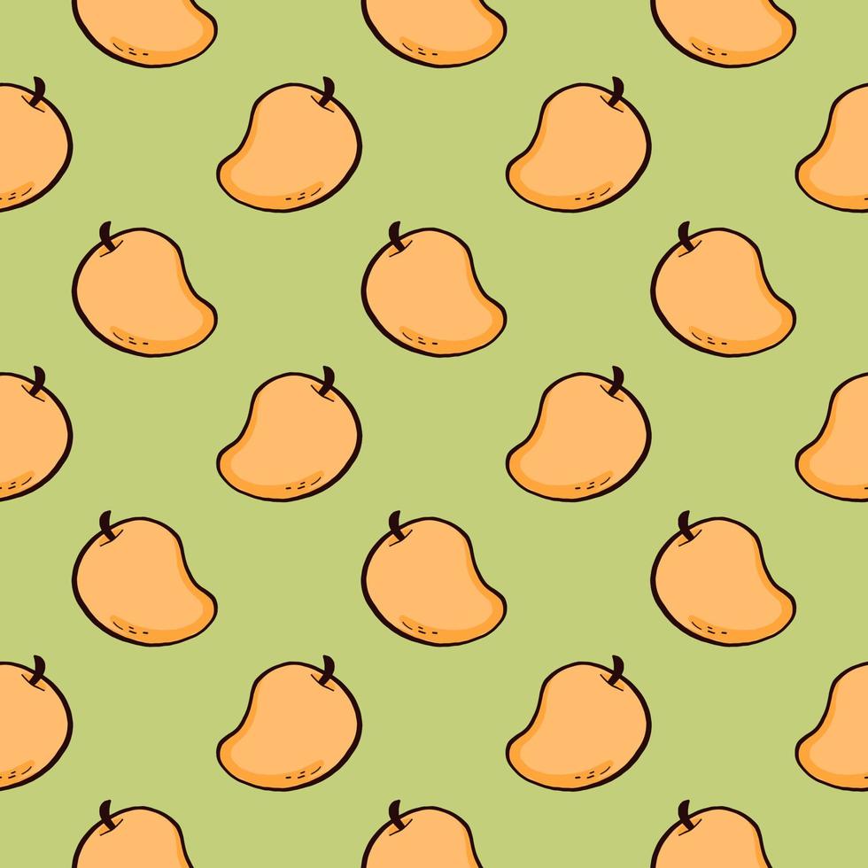 mango amarillo dulce, patrón sin costuras sobre un fondo amarillo. vector