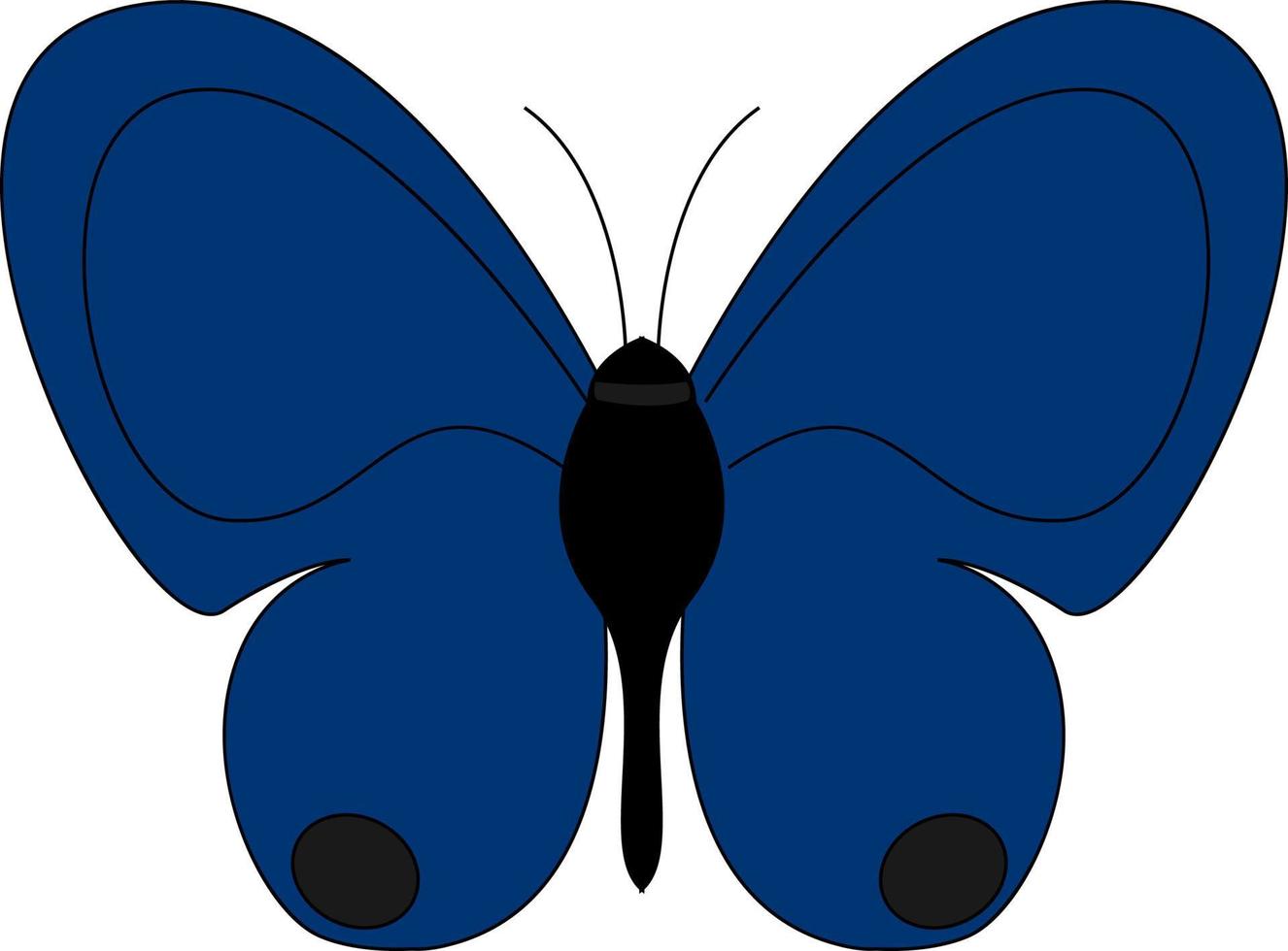 Cute blue butterfly, illustration, vector on white background.