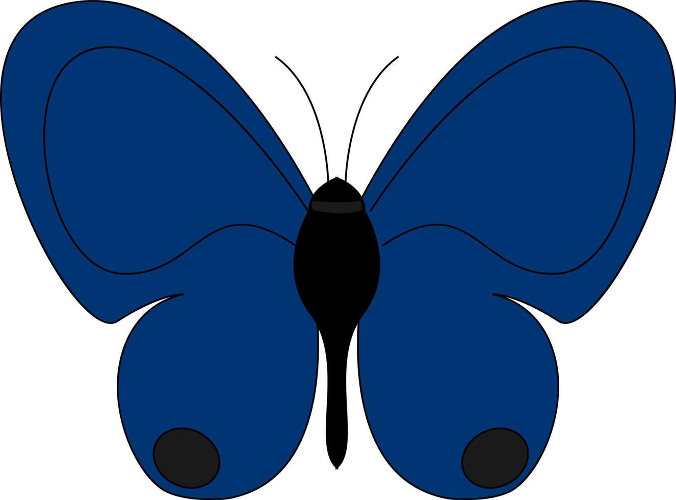 Linda mariposa azul, ilustración, vector sobre fondo blanco.