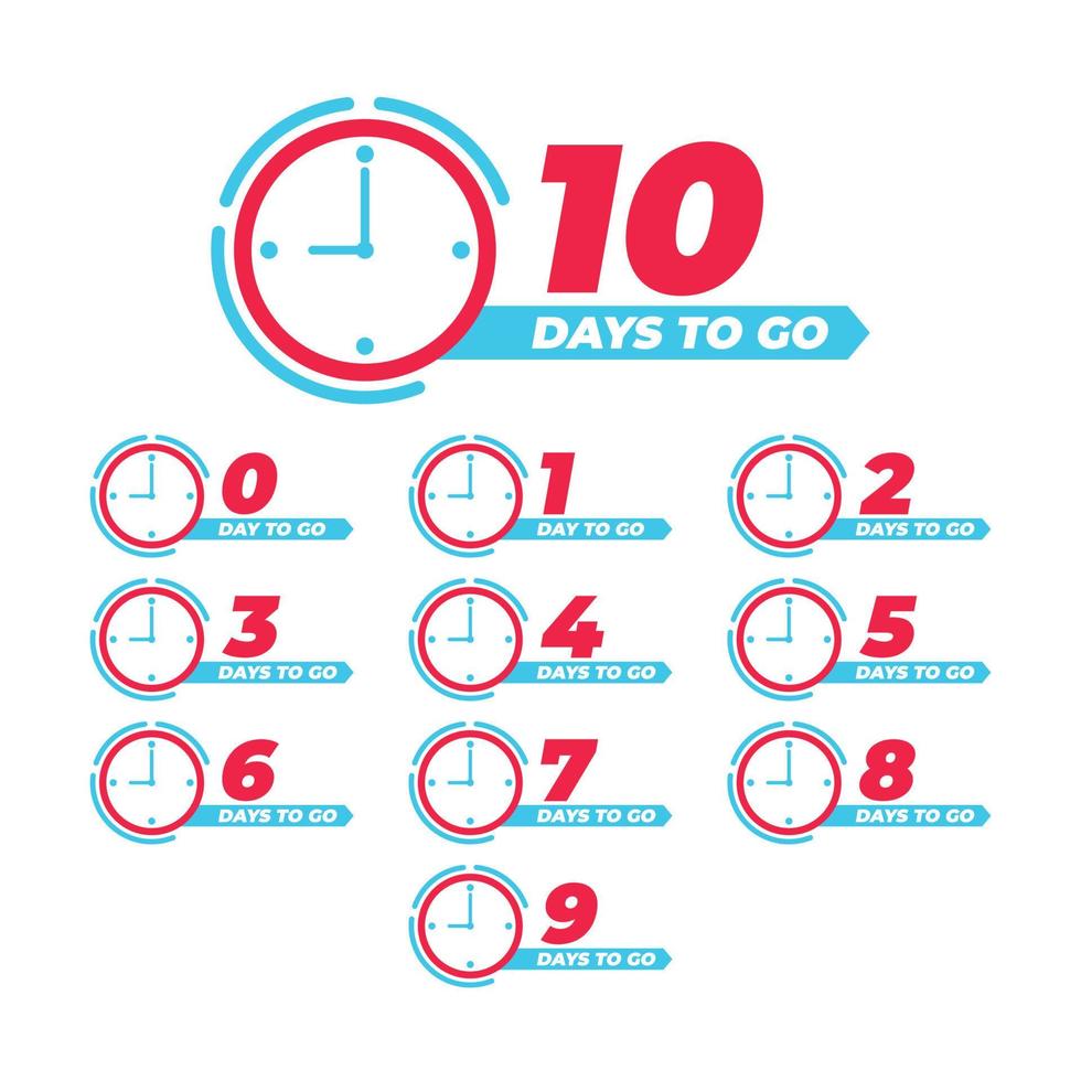 Days to go countdown clock badge set vector