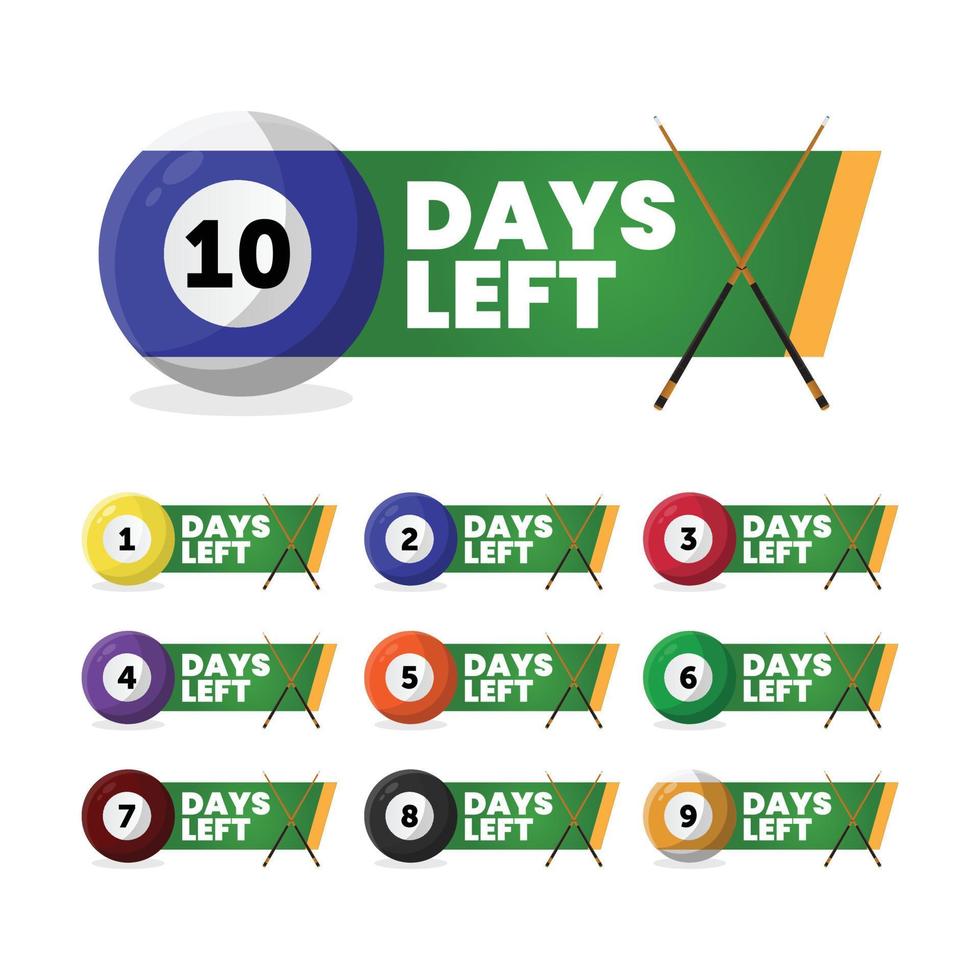 Countdown timer with number of days left billiard ball style vector