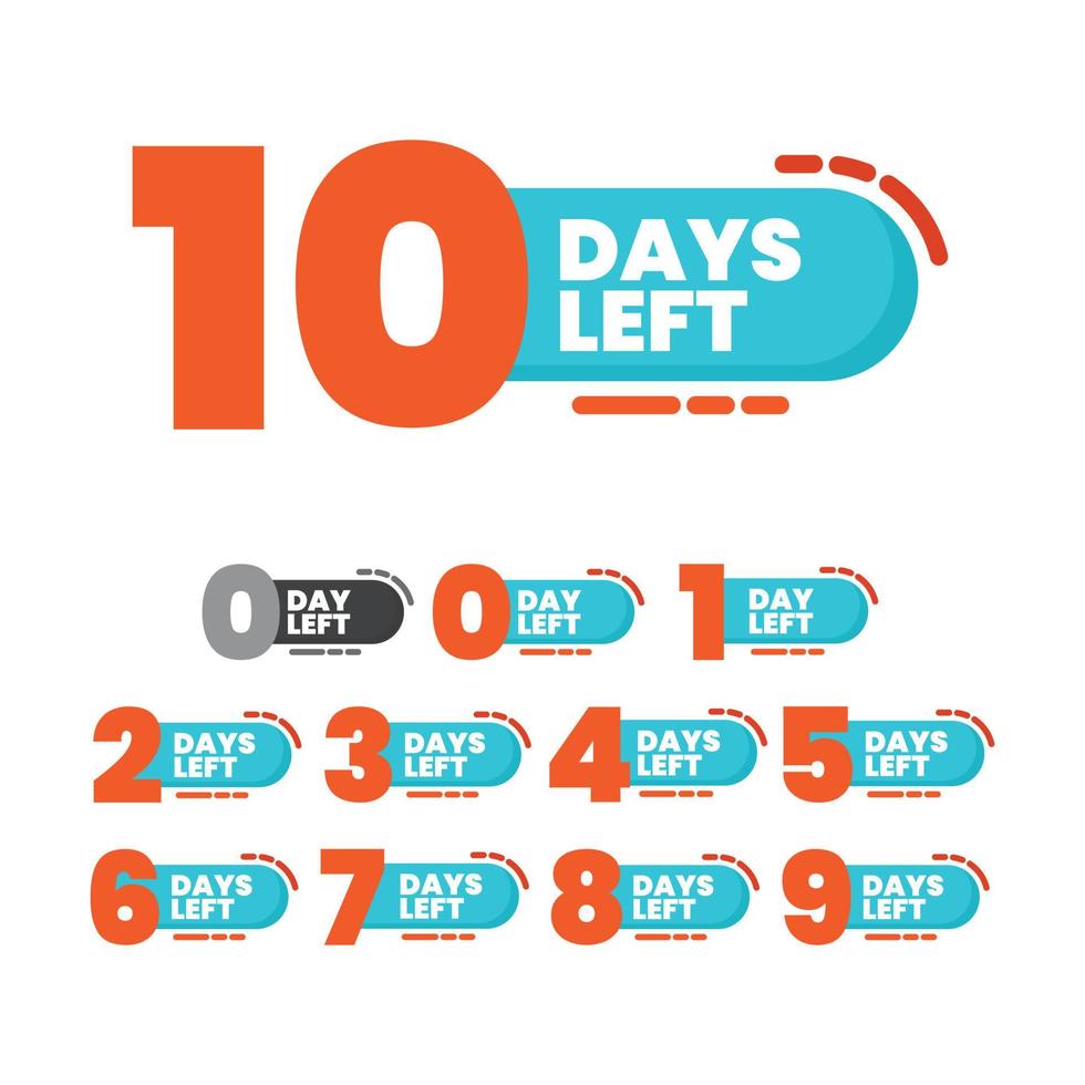 Countdown timer with number of days left number only style vector