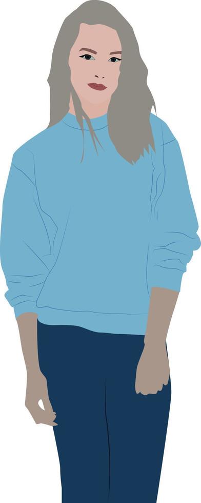 giurl en jeans, ilustración, vector sobre fondo blanco.