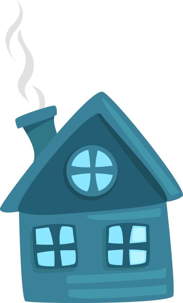 Blue house , illustration, vector on white background