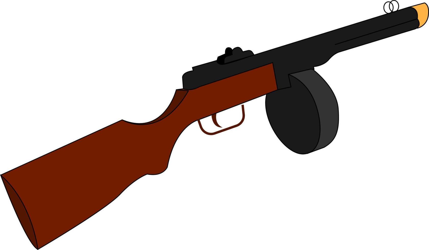 Machine gun, illustration, vector on white background.