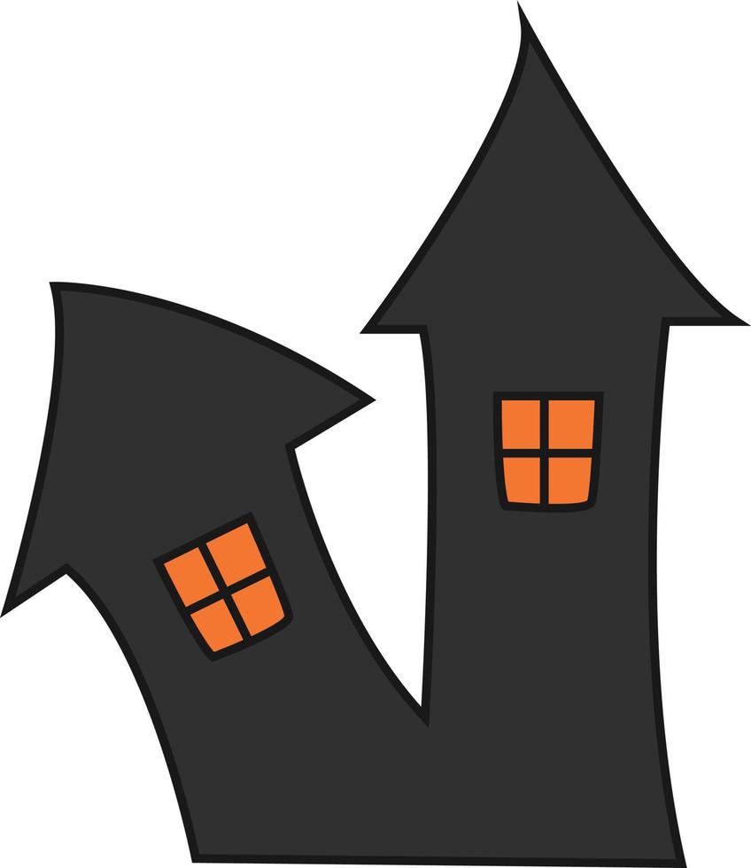 Black halloween house, illustration, on a white background. vector