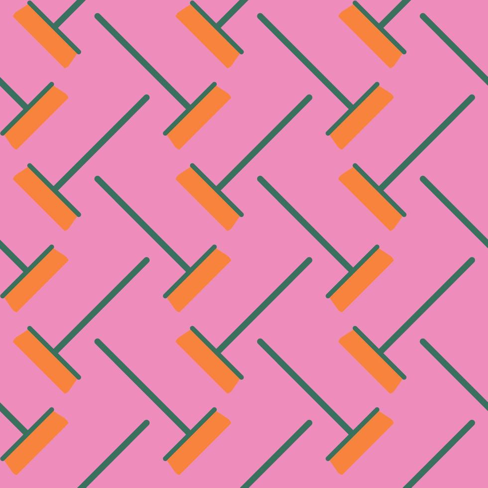 Small broom,seamless pattern on pink background. vector