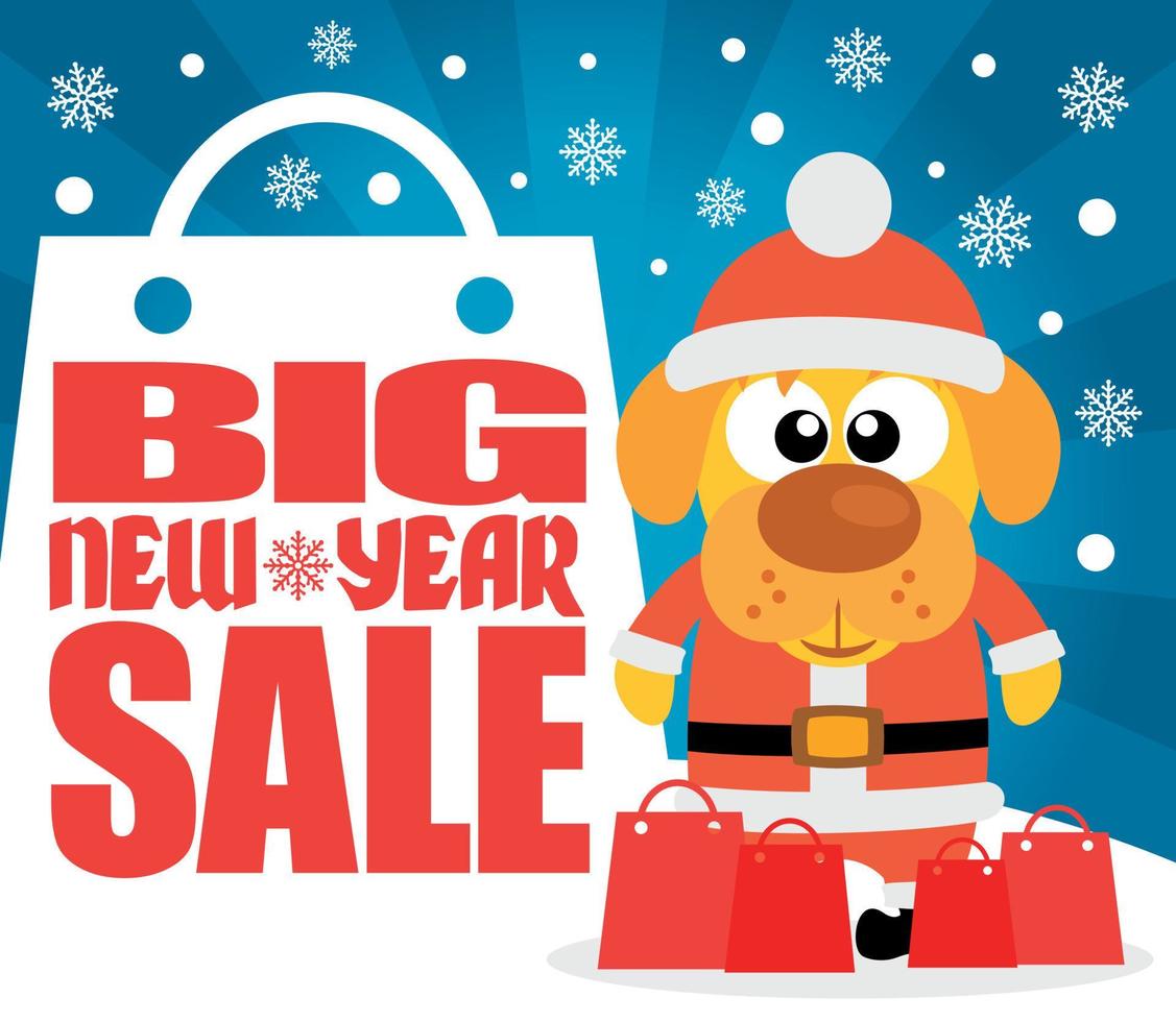 New Year Big sale background with dog vector