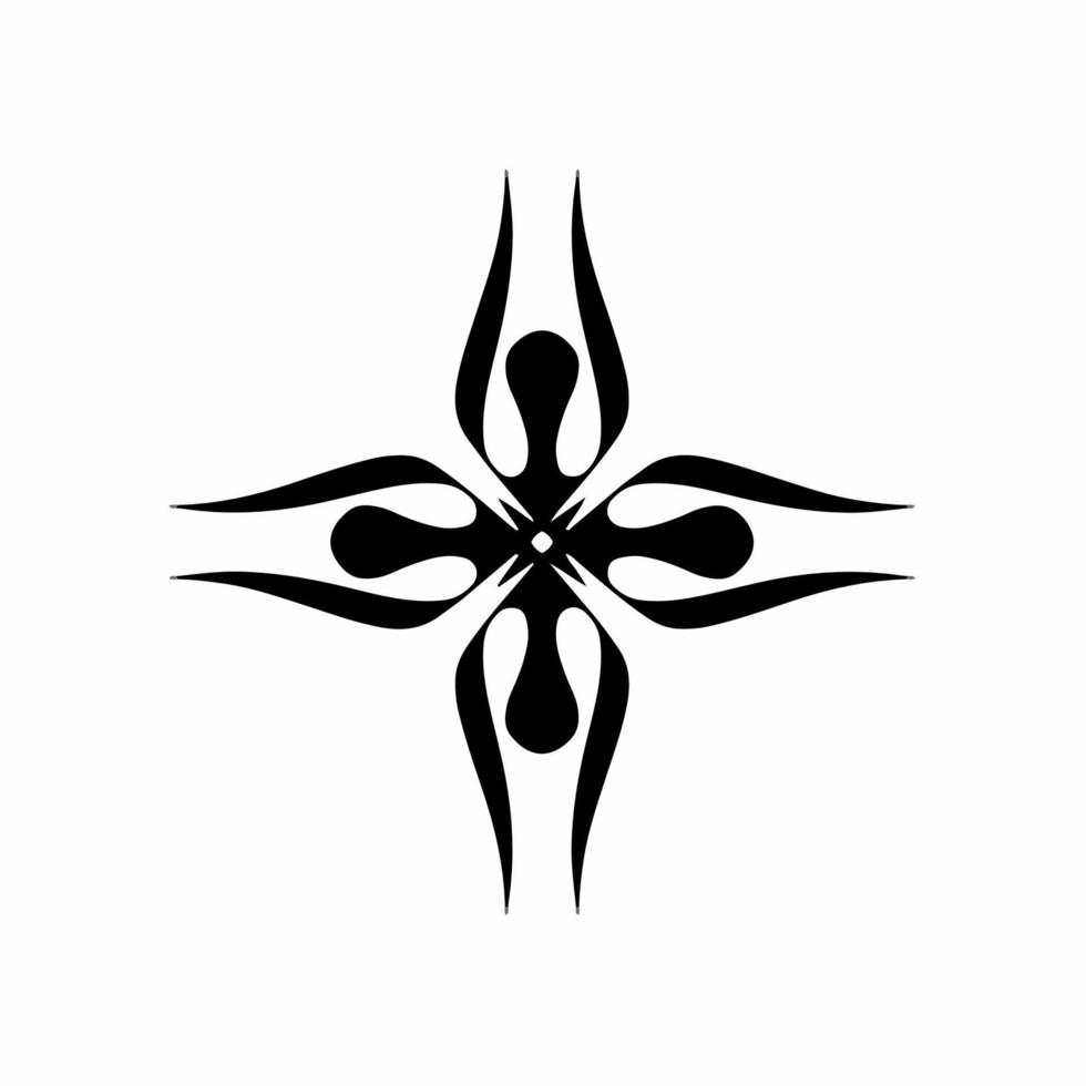 Black Mandala Tribal Trident Symbol Logo on White Background. Stencil Decal Tattoo Design. Flat Vector Illustration.