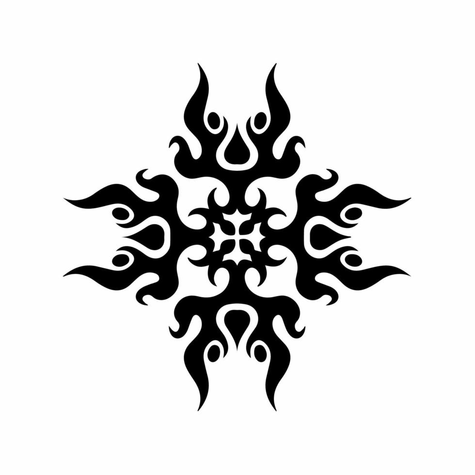 logotipo de símbolo de tridente tribal mandala negro sobre fondo blanco. diseño de tatuaje de calcomanía de plantilla. ilustración vectorial plana. vector