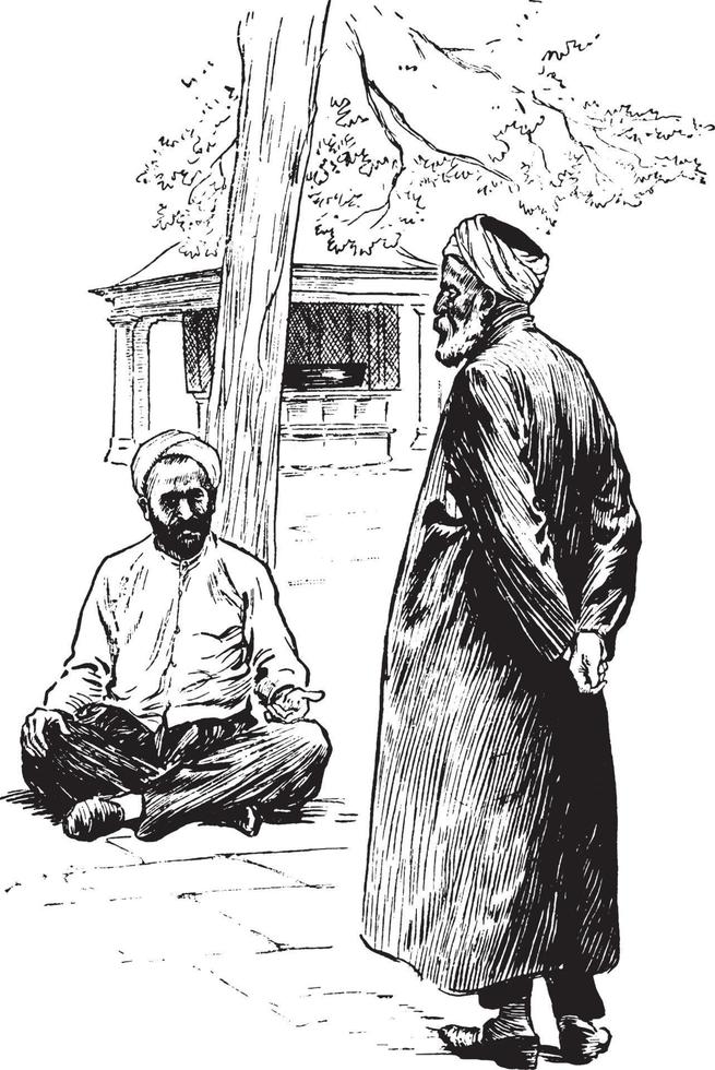 Turkish men, vintage illustration. vector