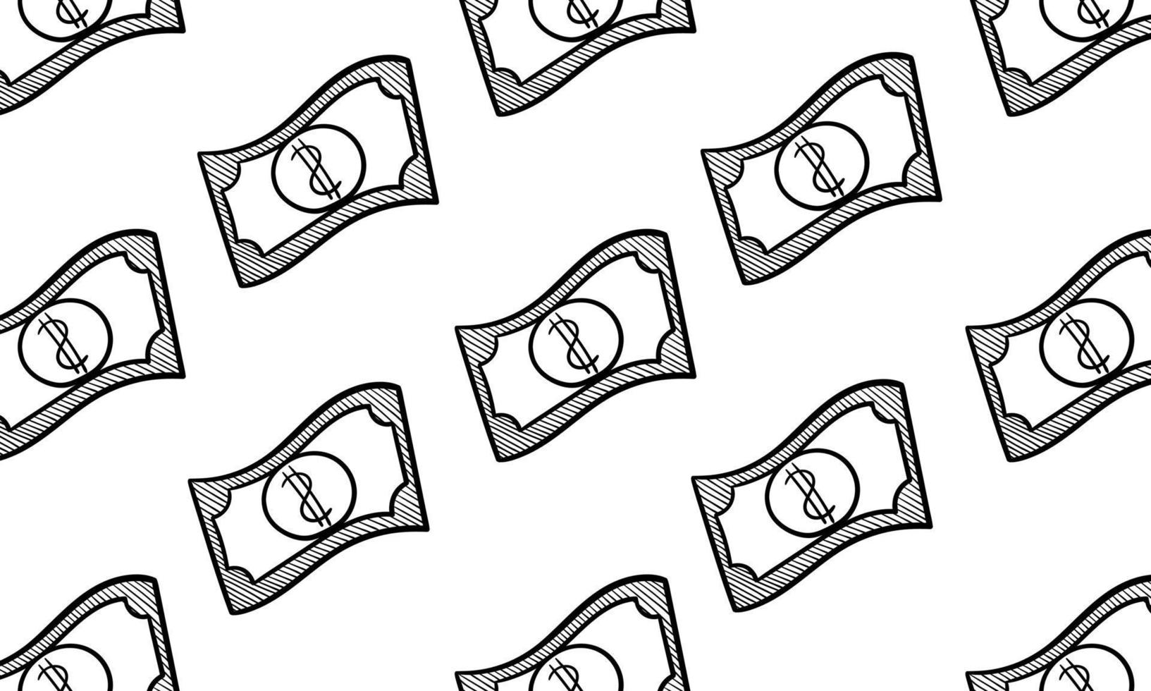 fondo de billete de dólar dibujado a mano vector