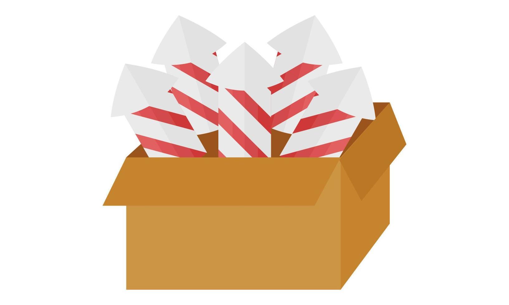 illustration of fireworks in a cardboard box vector