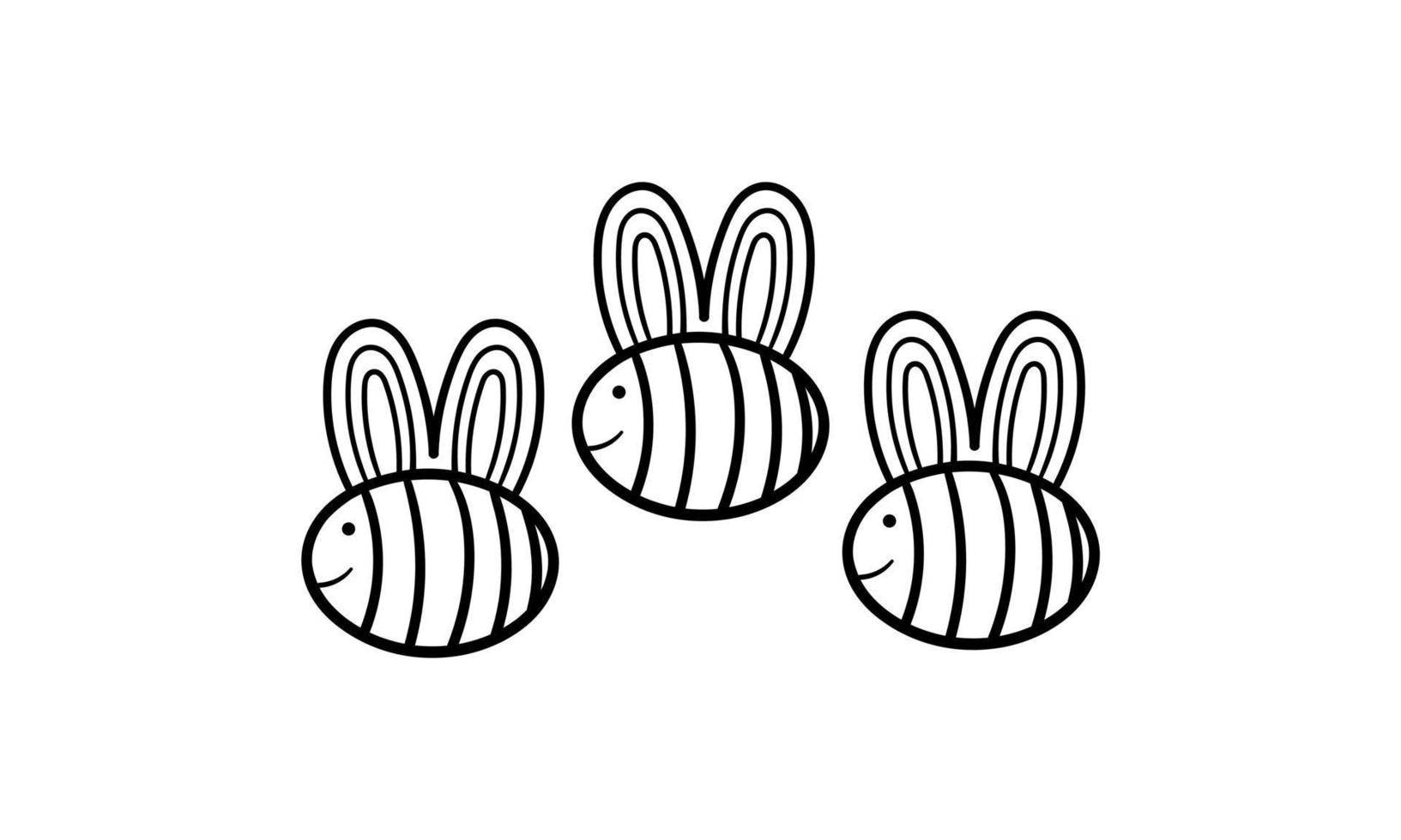 hand drawn bee with cheerful face vector