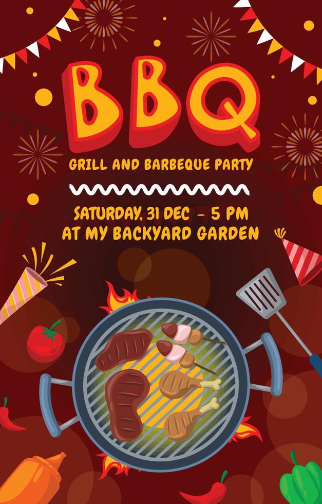 diseño de cartel de fiesta de barbacoa vector