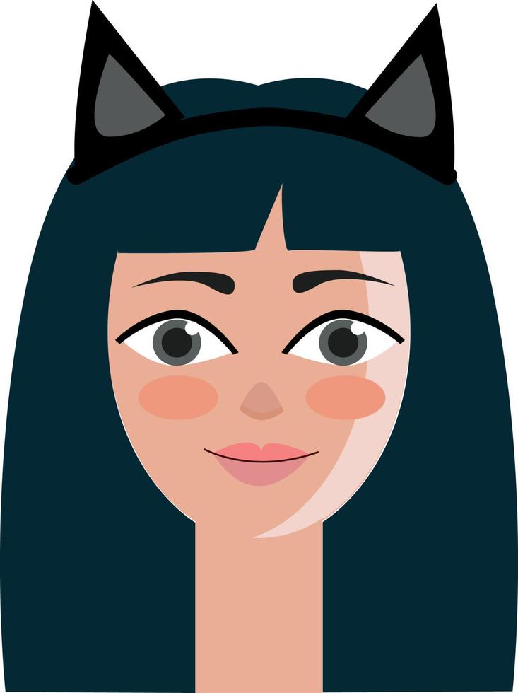 A girl with a cat headband, vector or color illustration.