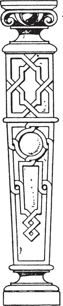 Wooden Terminus, working out any bugs,  vintage engraving. vector
