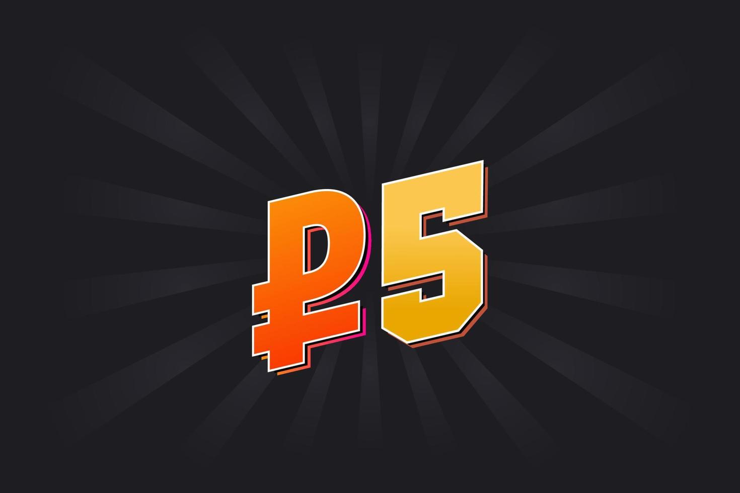 5 Russian Ruble vector currency image. 5 Ruble symbol bold text vector illustration