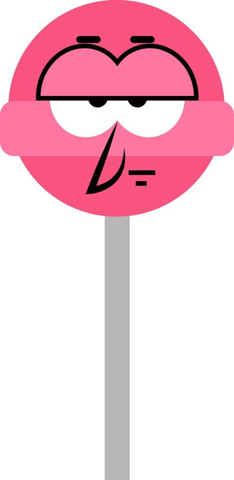 Bored pink lolipop, illustration, on a white background. vector